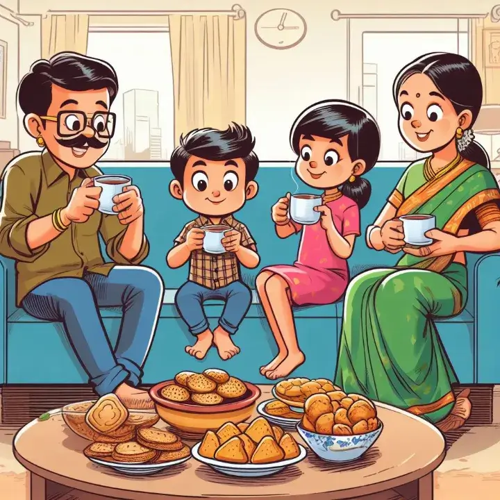 family enjoying tea