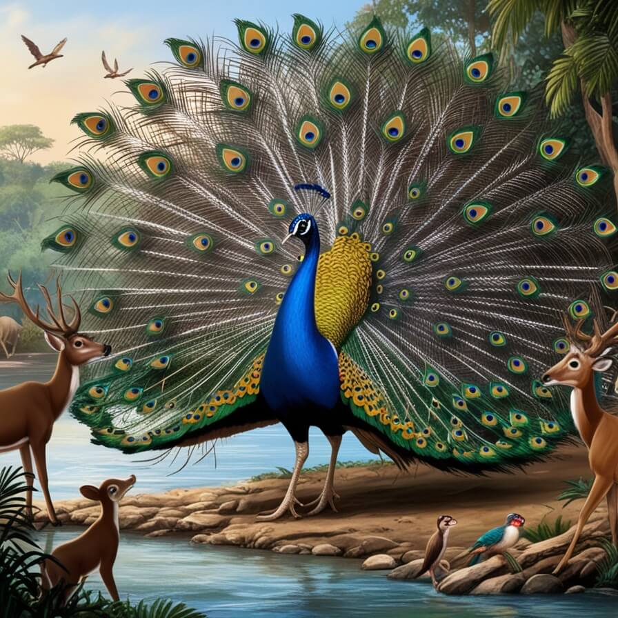 dancing peacock